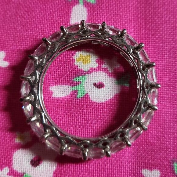 Princess Cut Moissanite Sterling Silver Eternity Ring - Picture 4 of 4